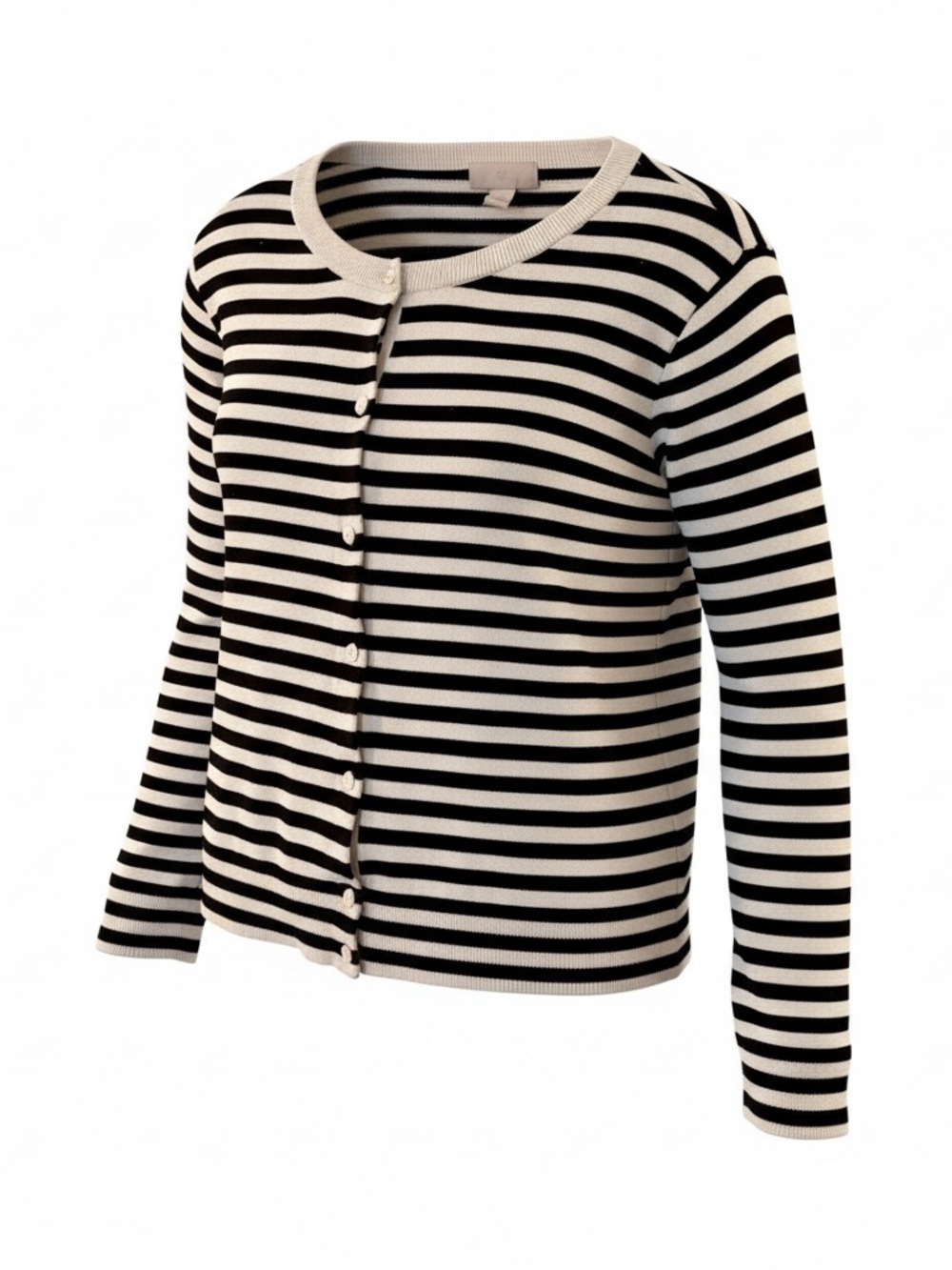 H&M Black and Cream Striped Button-Front Cardigan